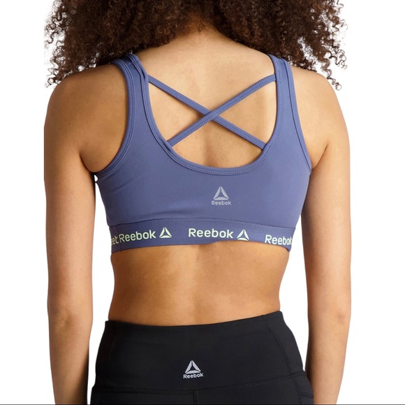Reebok size large blue indigo medium impact sports bra with removable cups NWT - Picture 4 of 10